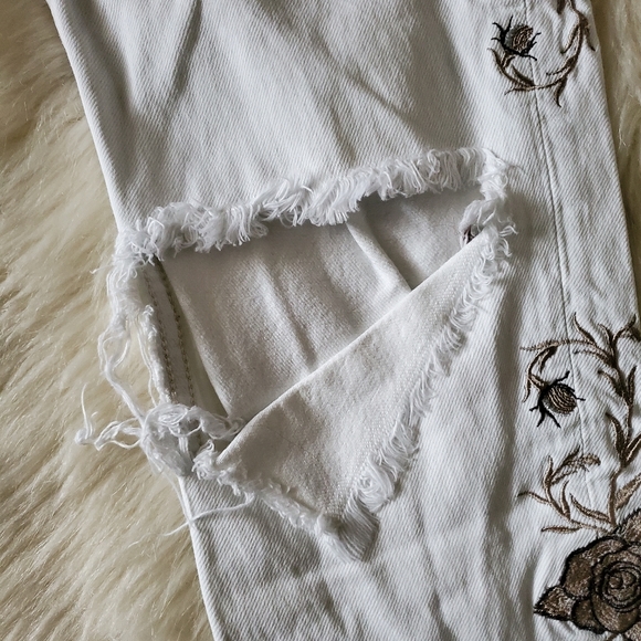 Free People One Teaspoon Lola Awesome Baggies Jeans White Distressed Size 28 - Picture 9 of 15